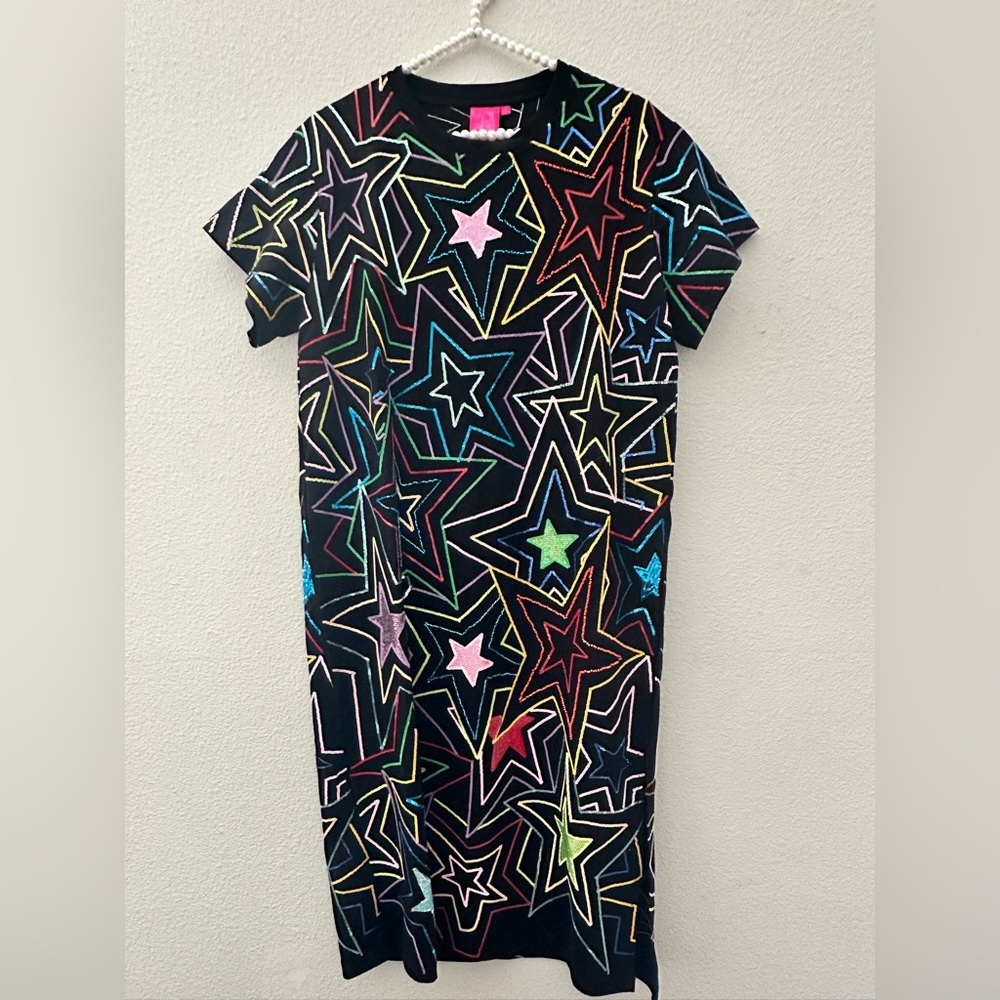 NWT • QUEEN OF SPARKLES • QOS • MULTI STARS MIDI DRESS • SIZE XS